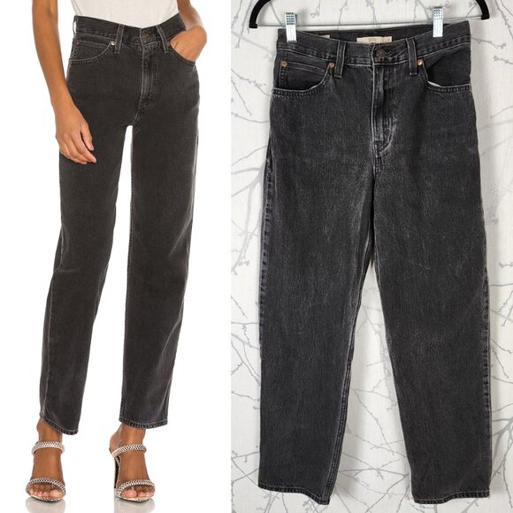 Levi's Black Wash Rigid Denim High Rise Dad Jeans - Picture 1 of 9